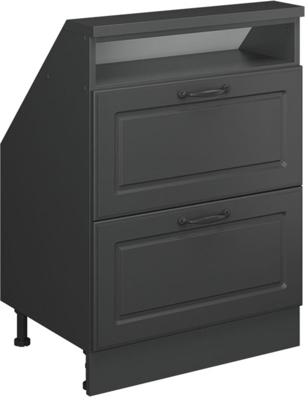 Dachschrägenschrank Rion, Anthrazit Landhaus/Anthrazit, mit 2 Schubladen, Vicco