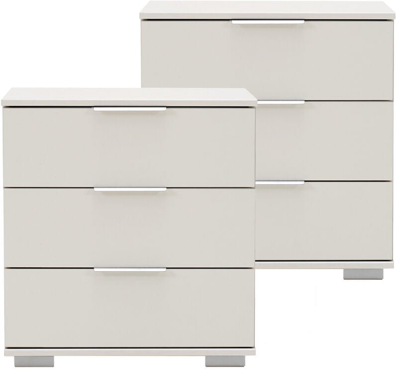 Schlafzimmer 2er Set Nachttisch Nachtschrank, auch für Boxspringbetten geeignet, in weiß ELSTRA-43, B/H/T ca. 52/58/38 c...