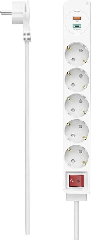 00223186 Steckdosenleiste mit Schalter Weiß Schutzkontakt 1 St. - Hama