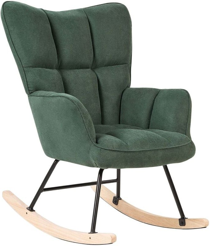 Schaukelsessel Smaragdgrün aus Stoff Gepolstert Armlehnen Schwarze Beine für Wohnzimmer Kinderzimmer Schlafzimmer Wohnbe...