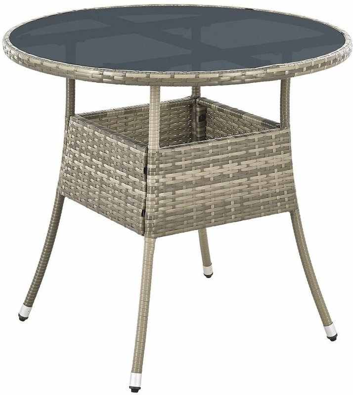 Polyrattan Gartentisch Yoro wetterfest - Balkontisch ø 80 cm rund - Rattan Beistelltisch mit Glasplatte - kleiner Tisch ...
