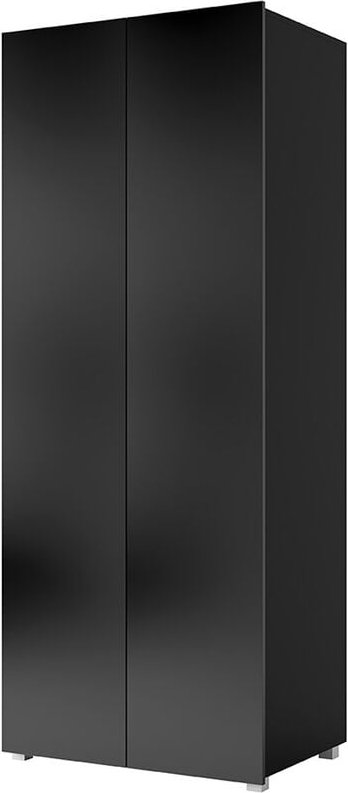 Kleiderschrank Drehtürenschrank in schwarz Hochglanz CAIRNS-132, b/h/t ca. 80/200/52 cm