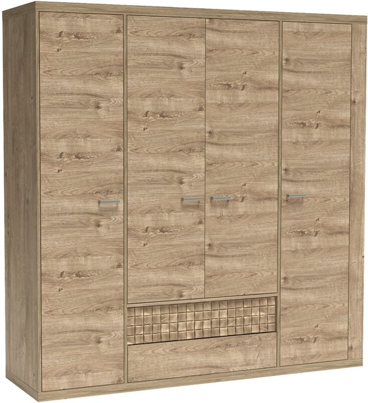 Schlafzimmer Kleiderschrank, 4-türig in Eiche NUSCO-161