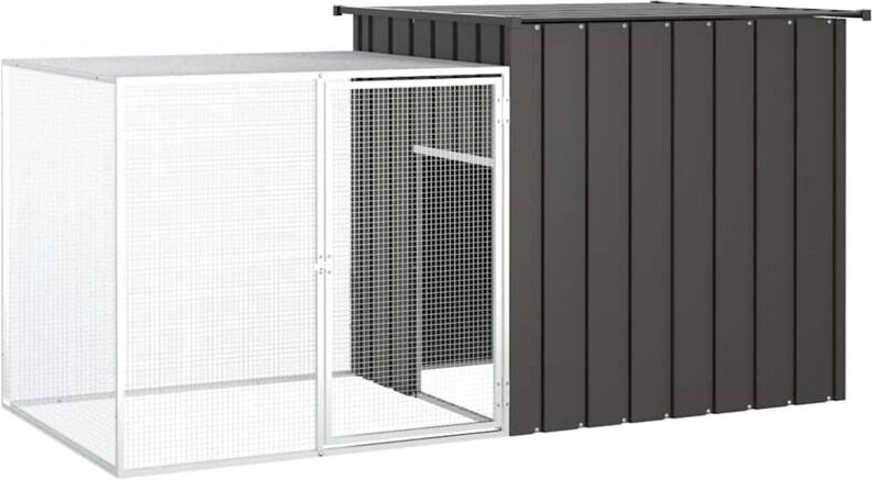 Hühnerkäfig Anthrazit 200x91x100 cm Verzinkter Stahl vidaXL