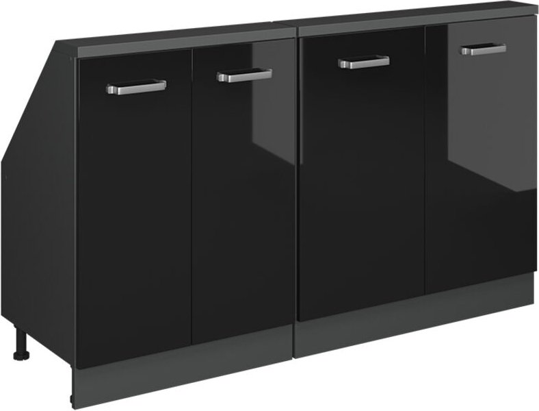 Dachschrägenschrank-Set Rion, Schwarz Hochglanz/Anthrazit, 2er Set, Vicco
