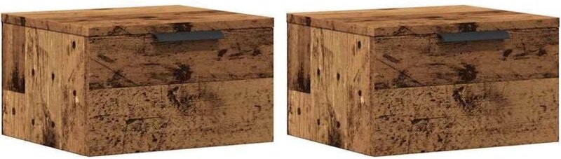 Wand-Nachttische 2 Stk. Altholz-Optik 34x30x20 cm Vidaxl