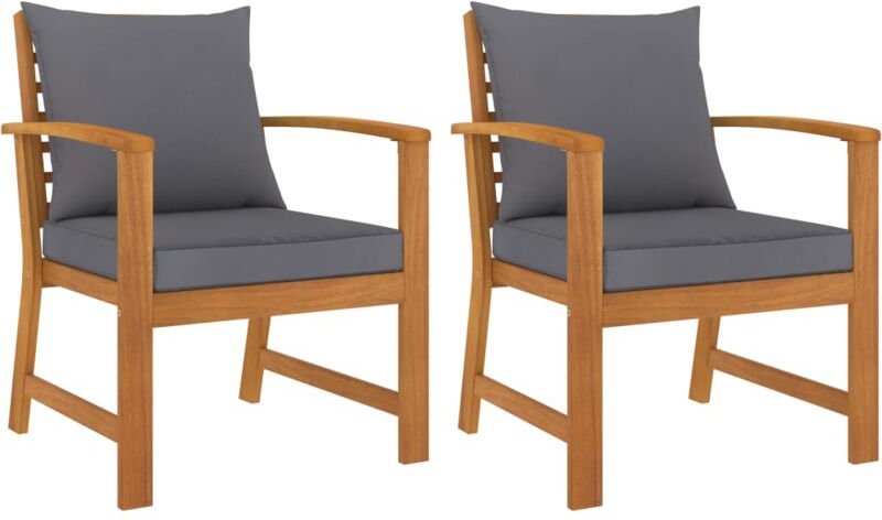 Vidaxl - Gartenstühle 2 Stk. mit Dunkelgrauem Kissen Akazie Massivholz