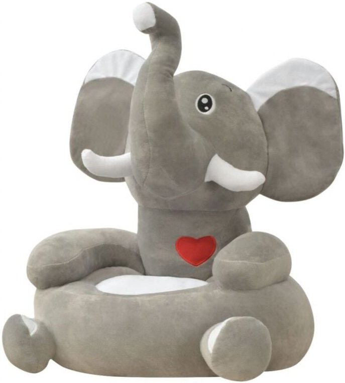 Plüsch-Kindersessel Elefant Grau Vidaxl