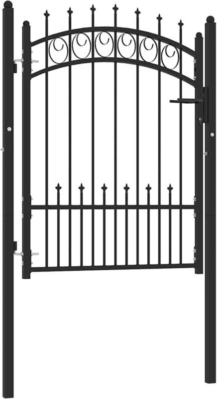 Zauntor Emmen mit Spikes Stahl 104 x 109,5 cm Schwarz vidaXL