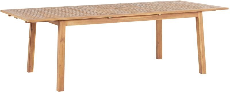 Gartentisch Hellbraun Akazienholz 180 x 100 cm Ausziehbar 240 x 100 cm Rechteckig Modern Outdoor Terrasse Balkon Möbel G...