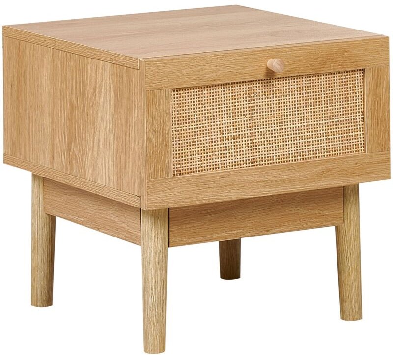 Beliani - Nachttisch Spanplatte Kiefern Holz Schublade im Boho-Stil Heller Nachttisch