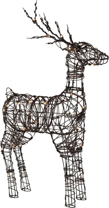 Star Trading - LED-3D Rentier, Drahtgestell mit Rattanoptik