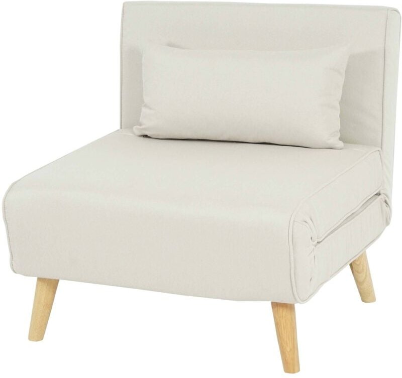 HHG - Schlafsessel 738, Schlafsofa Funktionssessel Klappsessel Relaxsessel Jugendsessel Sessel, Stoff/Textil creme-beige