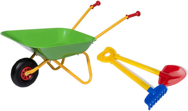Rolly Toys - Schubkarre mit Schaufel und Rechen, Metallschubkarre für Kinder