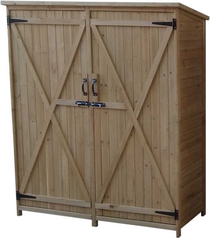 Gartenschrank Gardiun Sundy 140x52x162 cm Massiv Holz für Außenbereich