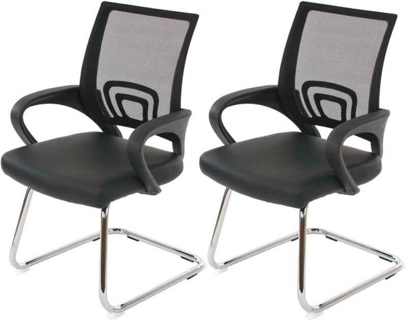 HHG - 2er-Set Konferenzstuhl Afragola, Besucherstuhl, Kunstleder MVG-zertifiziert schwarz