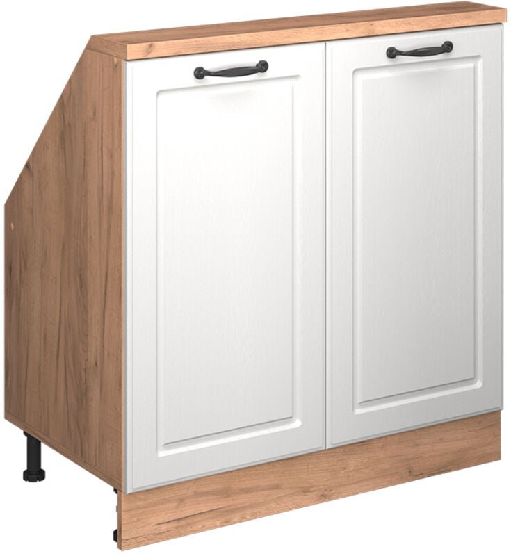 Dachschrägenschrank Rion, Goldkraft Eiche/Weiß Landhaus, mit 2 Türen, Vicco