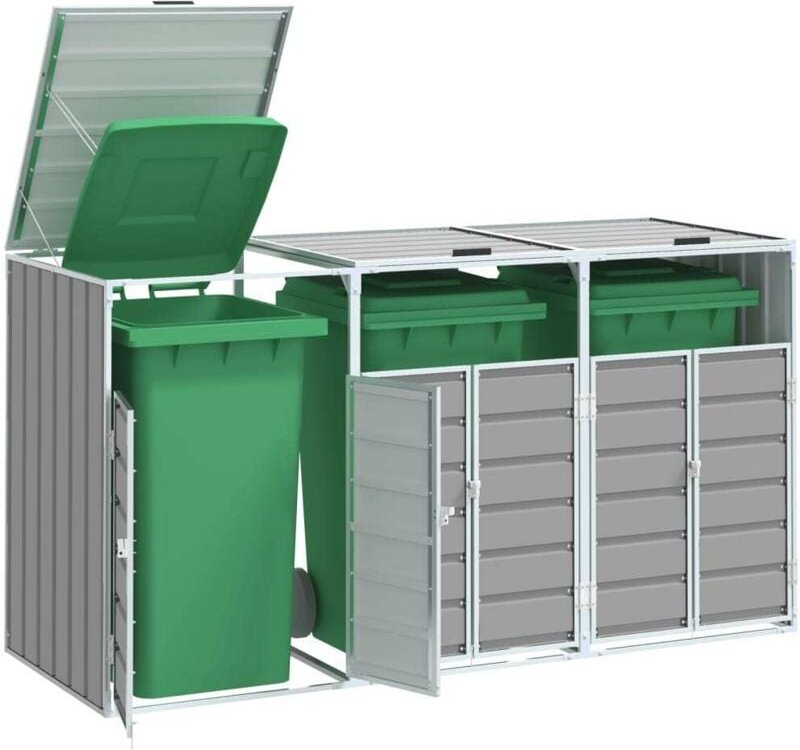 Mülltonnenbox für 3 Tonnen Grau 216x81x115 cm Stahl Vidaxl