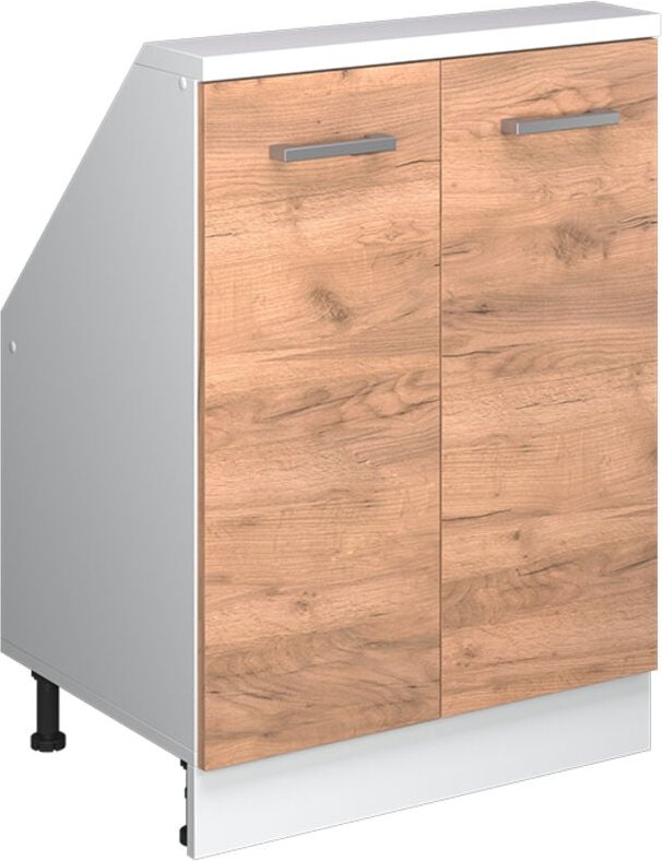 Dachschrägenschrank Rion, Weiß/Goldkraft Eiche, mit 2 Türen, Vicco