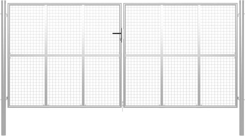 Gartentor verzinkter Stahl 400 x 200 cm Silber vidaXL