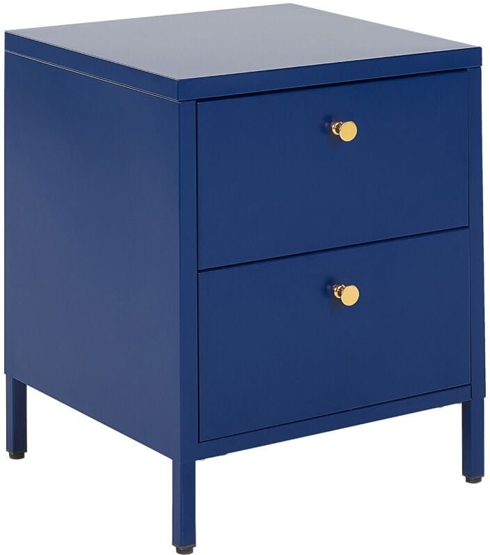 Nachttisch mit 2 Schubladen KYLEA Metall Marineblau