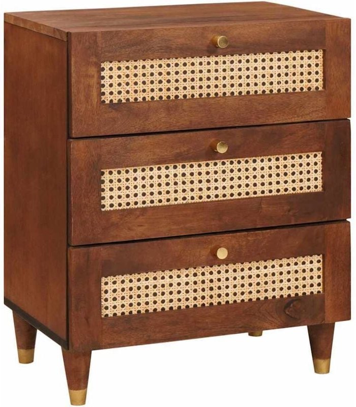 Nachttische Braun 50 x 33 x 60 cm Rohr und massives Mangoholz Vidaxl