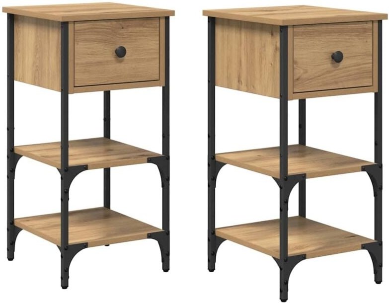 Nachttisch 2 pcs Eiche handwerklich 34 x 36 x 70 cm Vidaxl