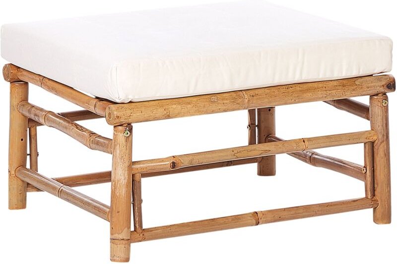 Garten Ottomane CERRETO Bambusholz Cremeweiß