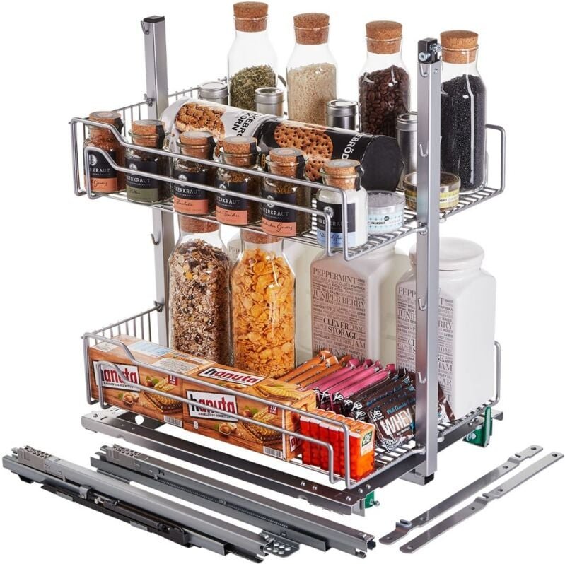 DISPENSA junior III Apothekerauszug silbergrau für Korpusbreite 400 mm mit Einhängekörben / Kesseböhmer