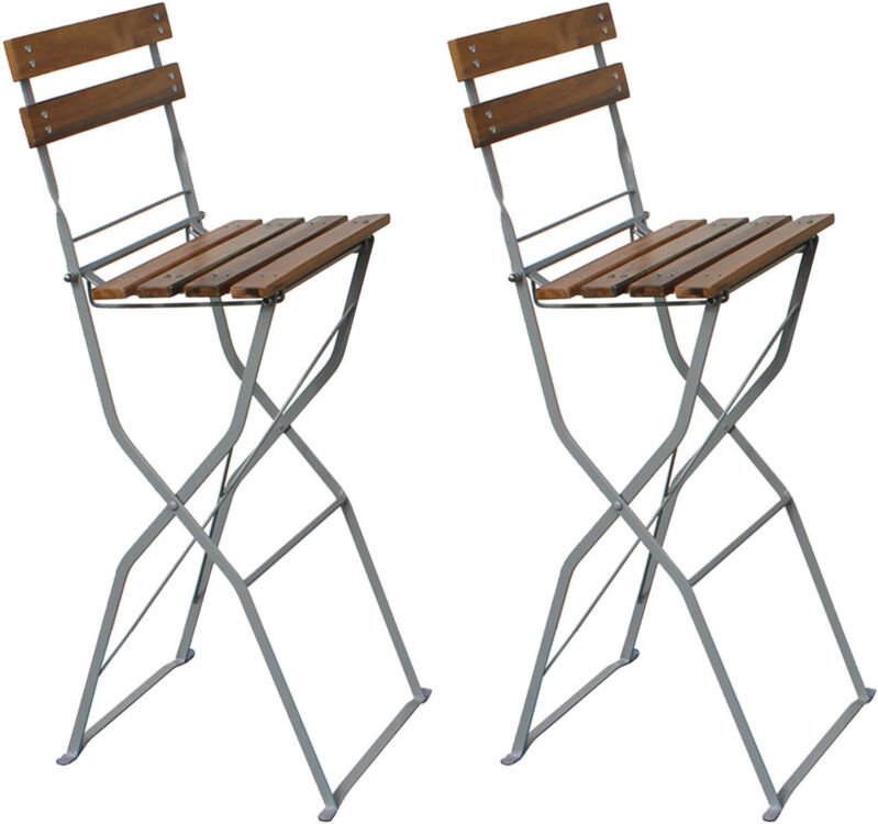 Mojawo - Biergarten Barhocker Akazie Stahl Pulverbeschichtet-MBG1009-var-2