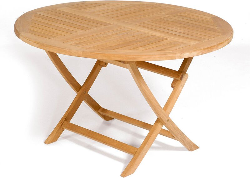 SunnySmart York Teakholz-Klapptisch Balkontisch Gartentisch rund Ø 120 cm natur