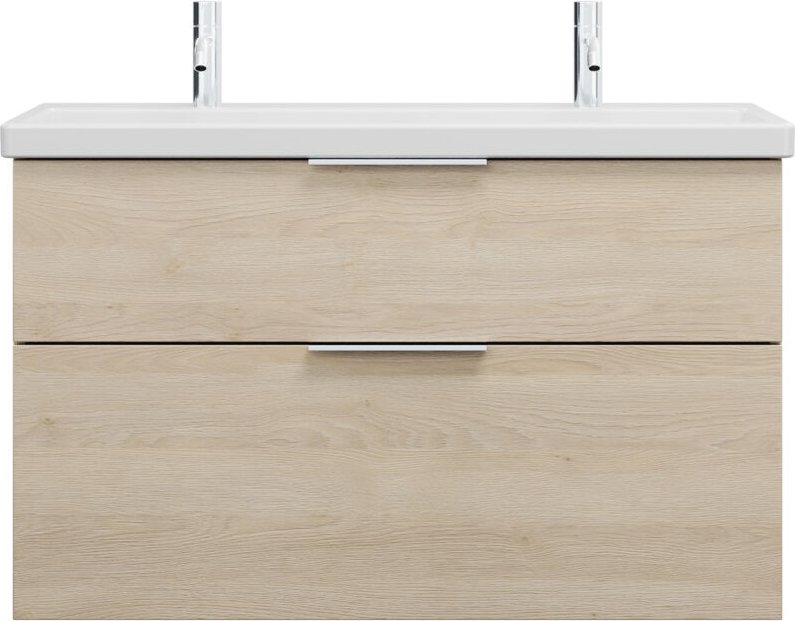 Eqio Keramik-Waschtisch mit 2 Armaturbohrungen, inklusive - Burgbad