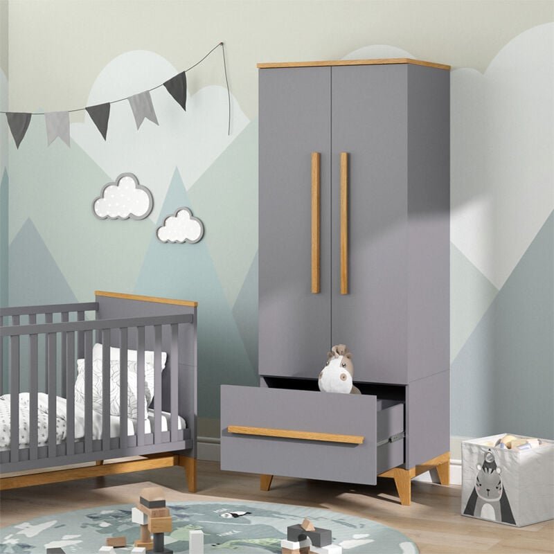 Vitalispa - Kinderkleiderschrank Malia, Grau, 70 x 186.8 cm
