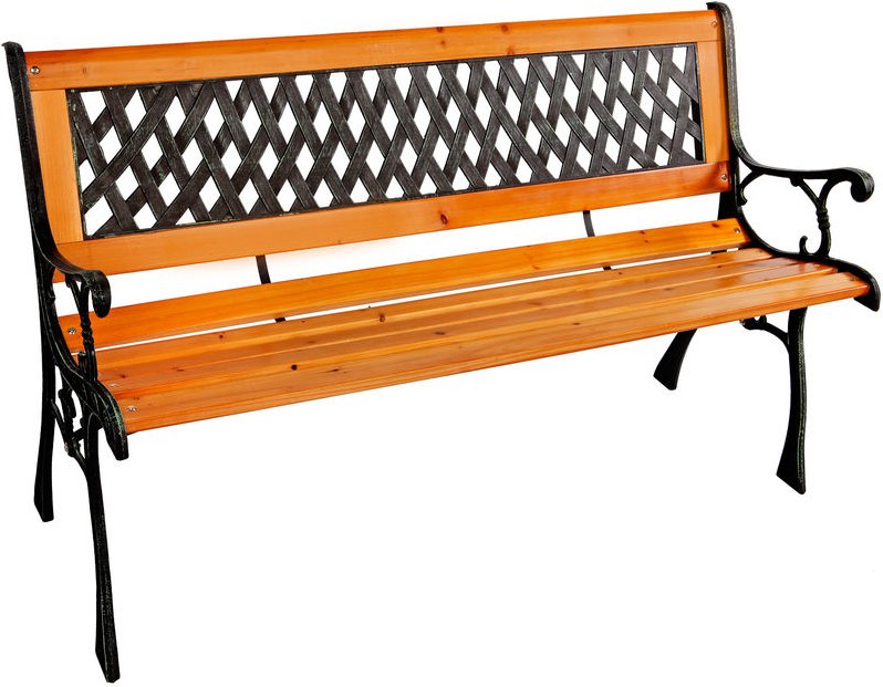 Mojawo - Gartenbank aus Metall/Holz/Hartkunststoffeinsatz Natur/Schwarz-MMC4365