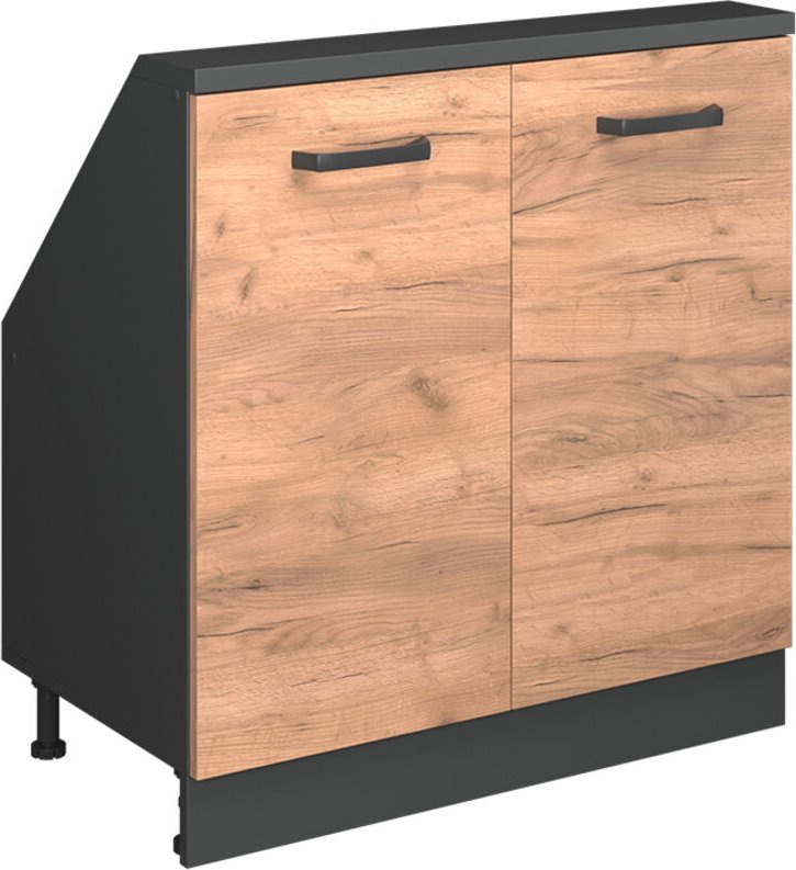 Dachschrägenschrank Rion, Anthrazit/Goldkraft Eiche, mit 2 Türen, Vicco