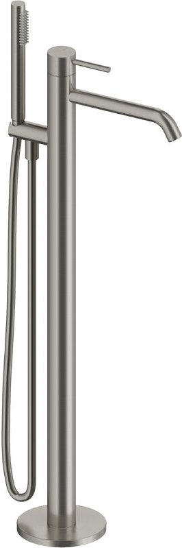 SANYCCES LOOP Einhand-Stand-Badewannenbatterie mit Handbrause und Brauseschlauch, Nickel gebürstet