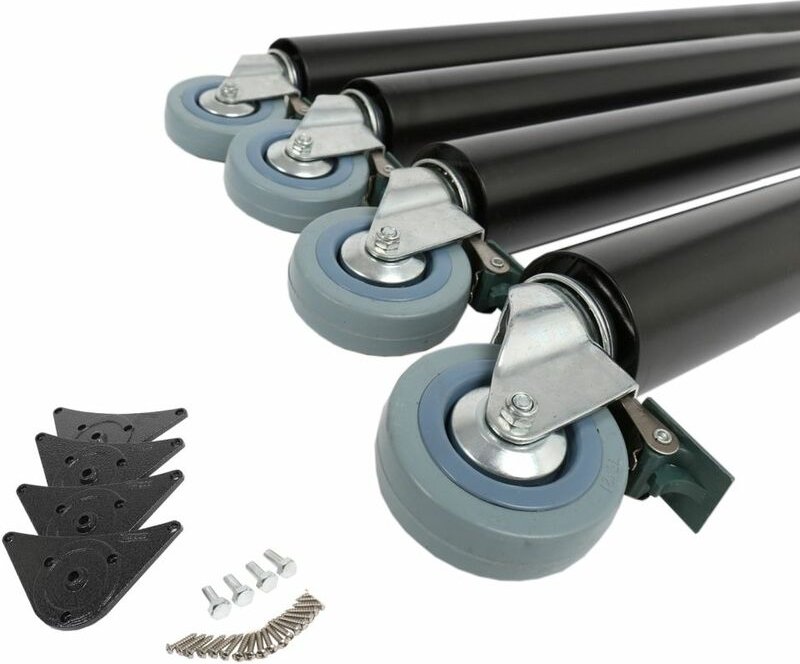 Ms Beschläge - 4er Set Tischbeine Tischstütze Tischfuss 870mm Möbelfuss Schwarz auf Rollen mit Bremse