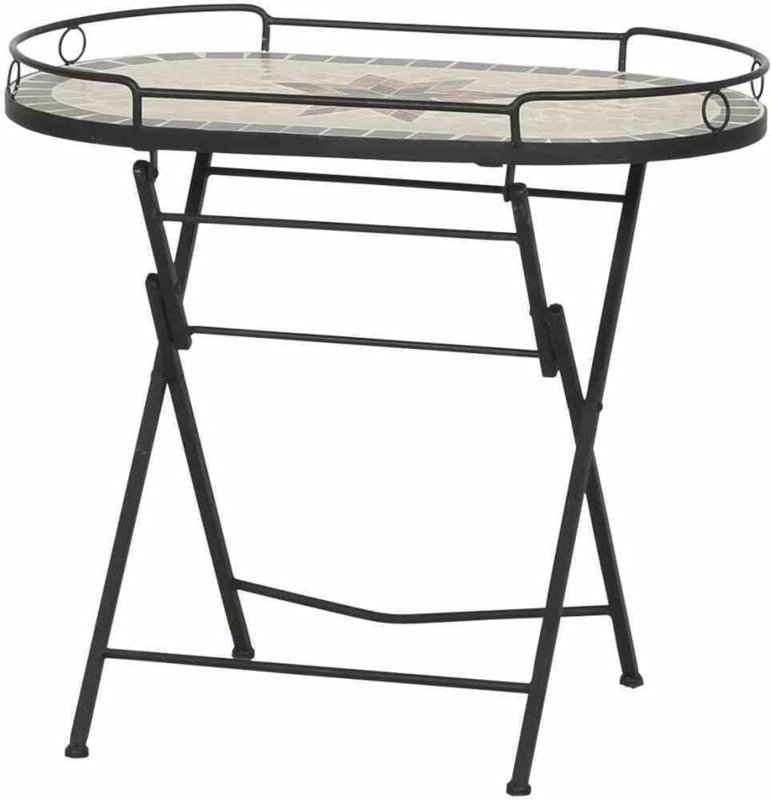 Stella Serviertisch Gestell Stahl schwarz matt, Fläche Keramik mehrfarbig, praktisch zusammenklappbar