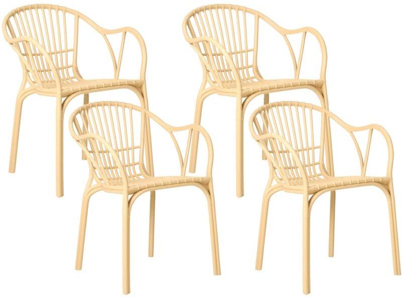 Beliani - Gartenstühle 4er Set Beige Kunststoff Wetterfest Leichtes Gewicht Modern Outdoor Plastik Stühle