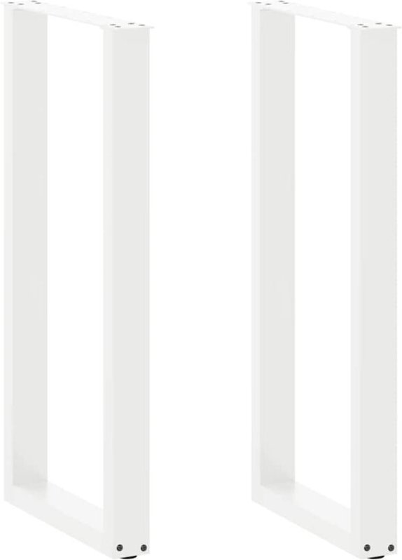 Bartischbeine U-Form 2 Stk. Weiß 40x(100-101) cm Stahl vidaXL