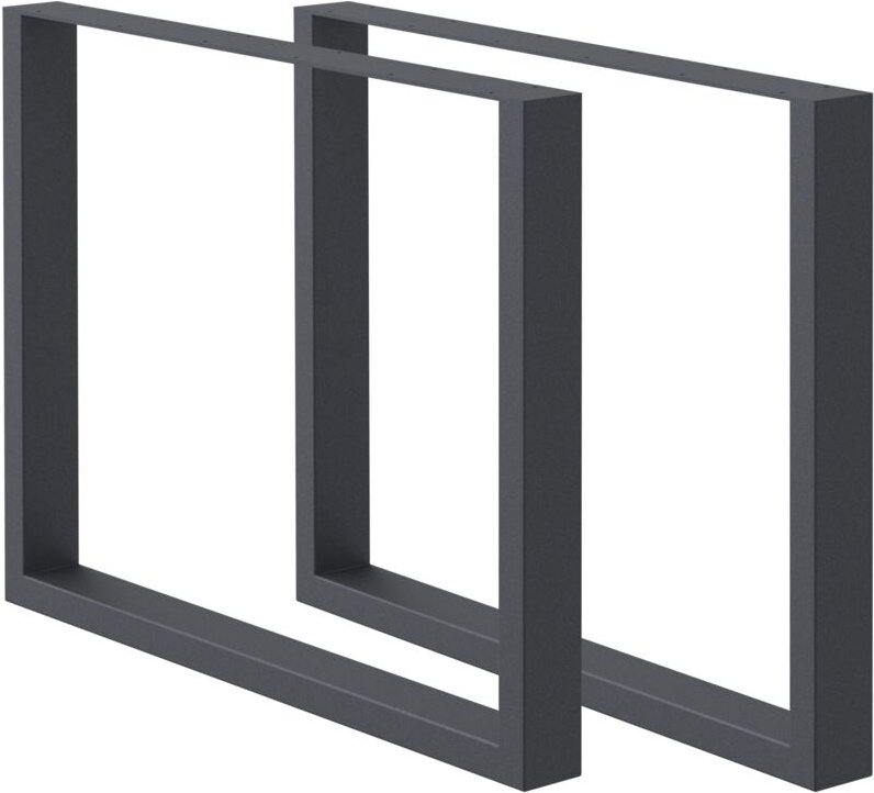 ECD Germany 2x Tischbeine aus Vierkantprofilen, 90 x 72 cm, Anthrazit, pulverbeschichtete Stahl, Industriedesign, Metall...