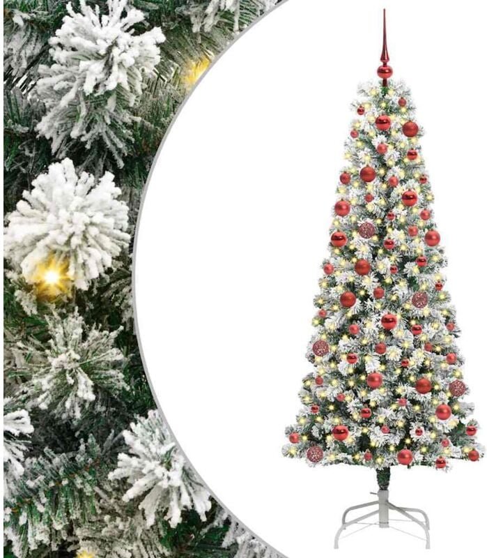 Künstlicher klappbarer Weihnachtsbaum Grün und Weiß 180 cm vidaXL