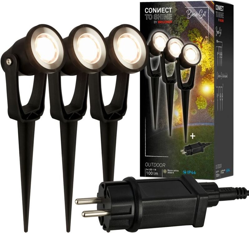 Briloner - connect to shine Starterset Lilis mit 3er Set led Gartenstrahler, IP65