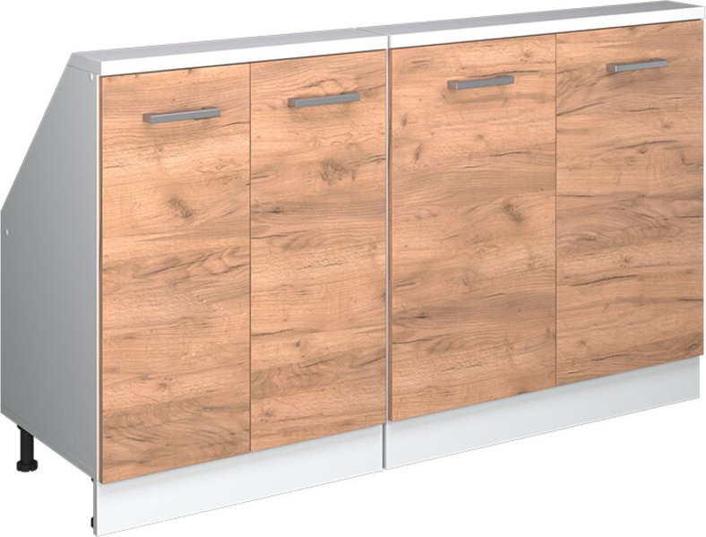 Dachschrägenschrank Rion, Weiß/Goldkraft Eiche, 2er Set, Vicco