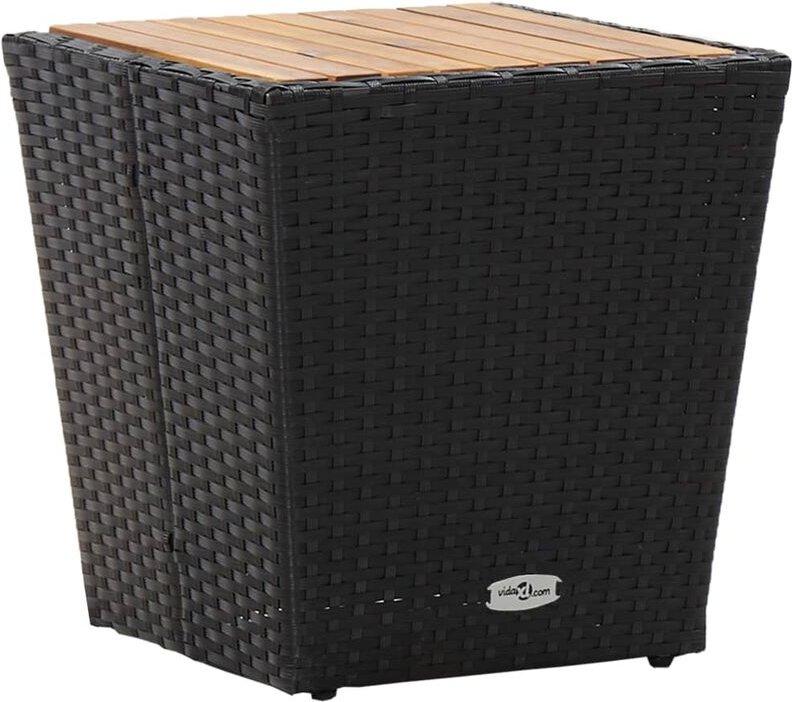Beistelltisch Schwarz 41,5×41,5×43 cm Poly Rattan & Massivholz Vidaxl