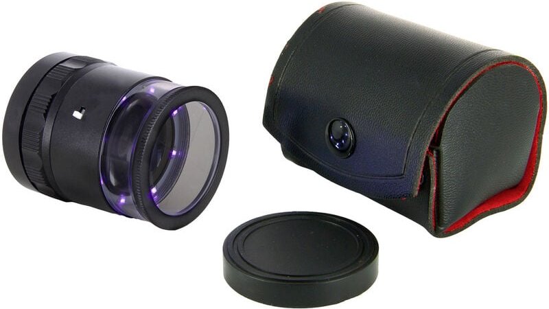 Ideal Tek LE.003UV.ITU 10X Lupe mit mm-Skala, 8 UV LED Handlupe mit LED-Beleuchtung Vergrößerungsfak