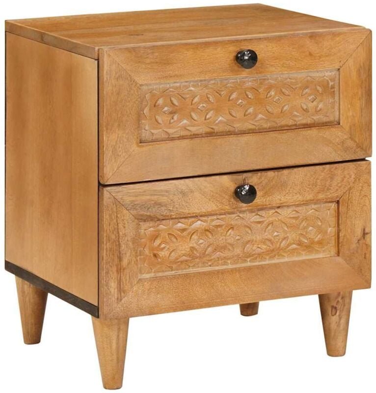 Nachttisch Hellbraun 40 x 33 x 46 cm massives Mangoholz vidaXL