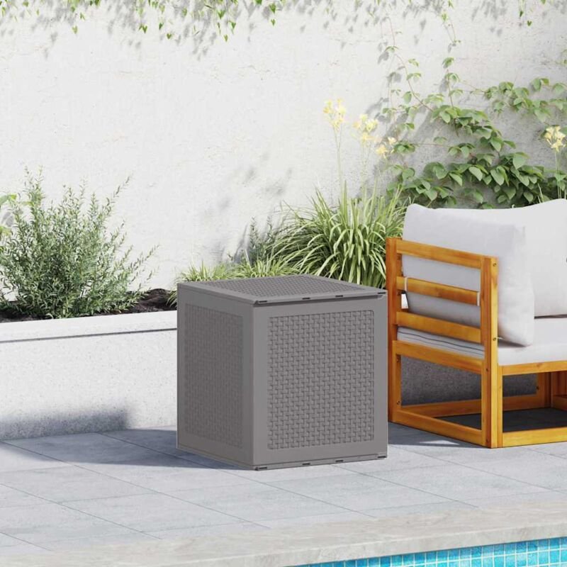 Gartenlagerbox mit Tür Hellgrau 55 x 53 x 57 cm Polypropylen Vidaxl