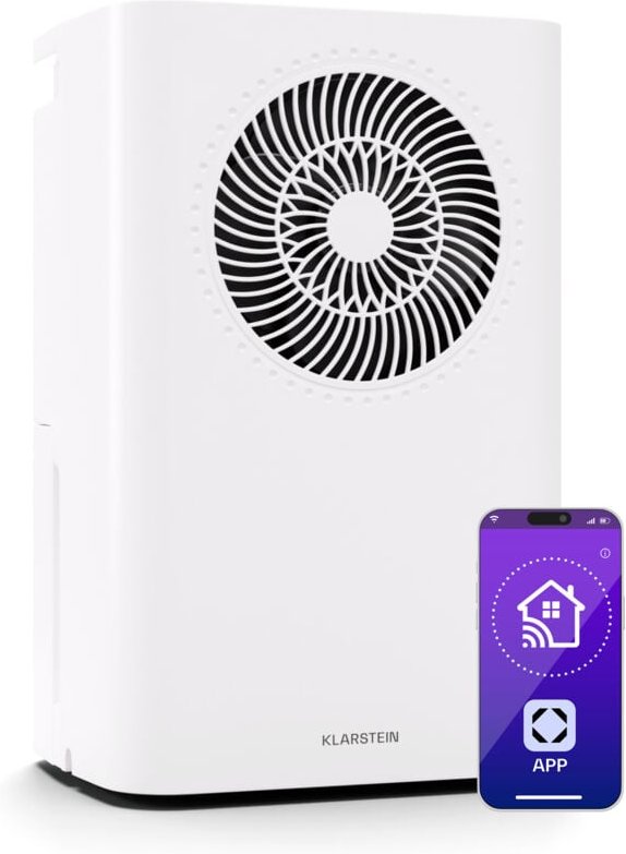 Klarstein - CircleDry 16L Smart Luftentfeuchter, WLAN-App-Steuerung, Leise 38 dB, 24h Timer, Kontinuierliche Entwässerun...