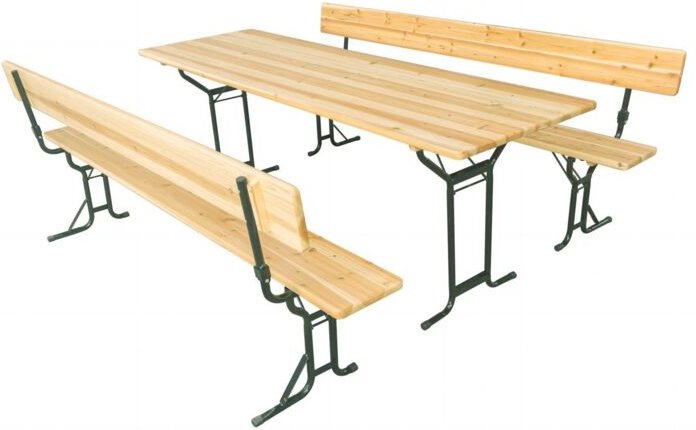 Bierzeltgarnitur mit Rückenlehne 220 x 70 cm natur 3-teilig